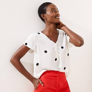LOFT Tulip Sleeve Dot Blouse